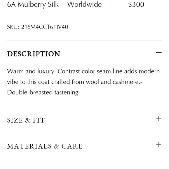 🆕 Lattelier Modern Double-Breasted Wool Cashmere Coat in Ivory - Picture 9 of 11